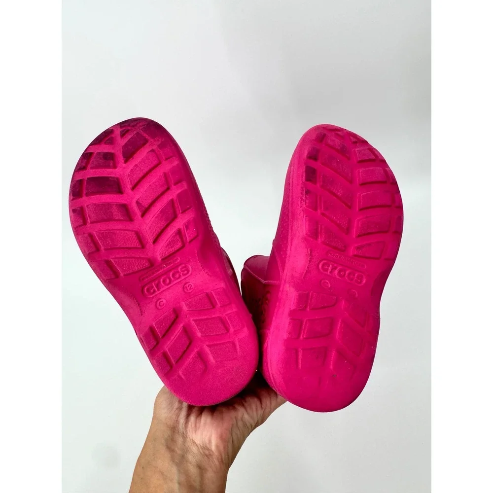 Crocs Handle It Rain Boot Kids Size C12 Pink Waterproof Pull On Boots